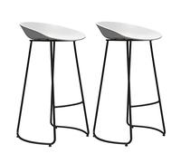 Ensemble Chaise Bar Contre-Hauteur PP Morden, tabourets Cuisine à la Maison avec des Jambes de Dos en métal (Blanc, 75 cm)