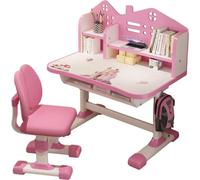 Ensemble chaise de bureau d'étude, réglable en hauteur, avec tiroir, rose