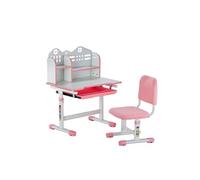 VEVOR Ensemble Chaise et Bureau pour Enfants, avec étagère et tiroir de Rangement, Table et Chaise d'étude pour Enfants à Hauteur réglable, pour Apprentissage, pour Chambre et Salle d'étude, Rose