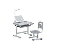 Ensemble Chaise et Bureau d'Etude Hauteur Réglable Avec Lampe pour Enfant Gris