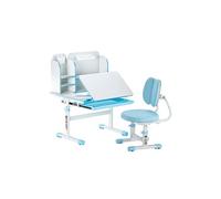 VEVOR Ensemble Chaise et Bureau pour Enfants, avec étagère et tiroir de Rangement, Table et Chaise d'étude, Hauteur réglable et inclinés de 0 à 40°, pour Lecture, pour Chambre et Salle d'étude, Bleu