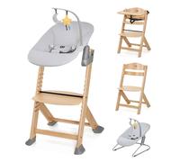 Kinderkraft ENOCK Chaise Haute Bébé + Transat CALMEE, en Bois Naturel, Chaise d'alimentation, Évolutive, Réglable, Puericulture Bébé, Très Solide, Design Universe