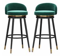 Ensemble chaises Bar des Hauteur pivotant avec siè rembourré Velours Jambes en métal, tabourets Hauts pour comptoir de Cuisine pub Bistro (Vert, 75 cm)