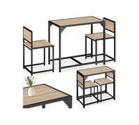 Table à manger avec chaises - TECTAKE - Ensemble dîner MILTON 2 sièges style industriel vintage - Bois Clair