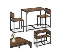 Tectake Ensemble MILTON Table + 2 Chaises Style Vintage - Bois foncé industriel, rustique