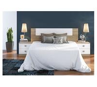Ensemble chambre à coucher, tête de lit + 2 tables chevets coloris blanc, chêne cambrian - -