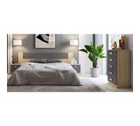 Ensemble chambre à coucher, tête de lit + table de chevet + chiffonnier coloris puccini, graphite - -