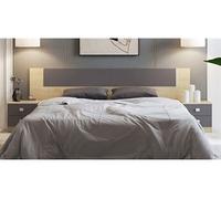 Ensemble chambre à coucher, tête de lit + table de chevet coloris puccini, graphite - -