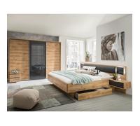 Ensemble chambre adulte complète Imitation chêne poutre - 180 x 200 cm