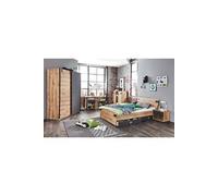 Ensemble chambre adulte complete Imitation chene poutre, rechampis graphite - 140 x 200 cm -PEGANE- G
