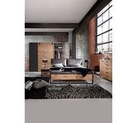 Ensemble chambre adulte complete Imitation chene poutre rechampis raw steel 180 x 200 cm -PEGANE- G