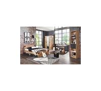 Ensemble chambre adulte Imitation chêne poutre rechampis graphite - 140 x 200 cm --