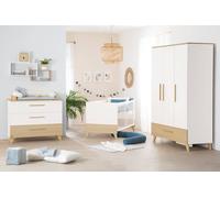 Ensemble Chambre Bébé 'theo' Trio - Lit 70x140 + Commode À Langer + Armoire Blanc / Chêne TU