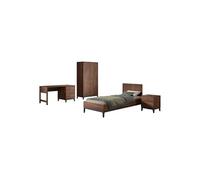 Ensemble chambre ilyas lit 90x200 + chevet + armoire 2 portes + bureau