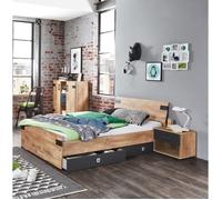 Ensemble chambre enfant-ado Imitation chene poutre, rechampis graphite- 90 x 200 cm