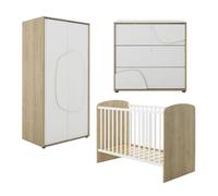 Ensemble chambre enfant - GALIPETTE - Basile - Lit 70x140 cm - Bois et blanc - Formes organiques