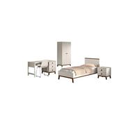 Ensemble Chambre enfant SEZANE - Lit 90x200, chevet, armoire 2 portes, bureau - Noyer Argile