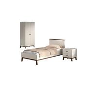 Ensemble chambre sezane lit 90x200 + chevet + armoire 2 portes clay