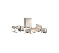 Ensemble Chambre enfant SEZANE - Lit 90x200, chevet, armoire 3 portes, bureau - Noyer Argile
