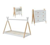Ensemble chambre enfant TIPI blanc lit chevet et commode