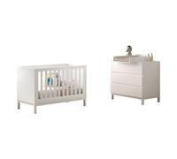 Ensemble chambre eva lit bébé 60x120 + commode + plan à langer blanc