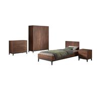 Ensemble chambre ilyas lit 90x200 + chevet + armoire 3 portes + bureau