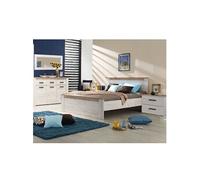 Ensemble chambre lit 160x200 et 2 chevets couleur chêne blanc / chêne gris - -