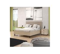 Ensemble chambre lit 160x200 et 2 chevets couleur chêne clair - -