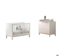 Ensemble chambre eva lit bébé 60x120 + commode + plan à langer blanc