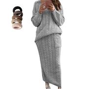 Ensemble chandail d'hiver 2 pièces en tricot torsadé pour femme, ensemble chandail et jupe décontractée et mince, tenue surdimensionnée, 1-11, XL