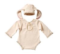 Ensemble Chapeau Avec Oreilles De Lapin Pour Bébé Barboteuse Oreilles Mignonnes Tenue Parfaite Assortie Costume Photographie Nouveau-né Bonnets D'oreille Combinaison Bébé