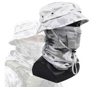 Ensemble Chapeau de Brousse Camouflage et Cache-Cou, Chapeau Seau Protecteur Solaire Respirant et Masque Facial pour Randonnée(Black)