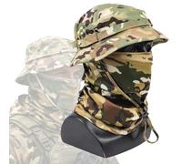 Ensemble Chapeau de Brousse Camouflage et Cache-Cou, Chapeau Seau Protecteur Solaire Respirant et Masque Facial pour Randonnée(CP)