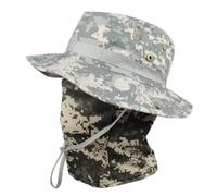 Ensemble Chapeau de Brousse Camouflage et Cagoule de Protection Solaire | Ensemble chapeau boonie respirant et couvre-visage, Léger, Bord modelable, Polyester en soie glacée lisse