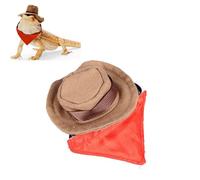 Ensemble Chapeau de Cowboy et Bandana de Dragon Barbu, Accessoires Photo de Costume de Reptile de lézard d'halloween, Costume de Petit Animal pour Gecko caméléon (Café 15,75 X 6,69 X 0,39 Pouces)