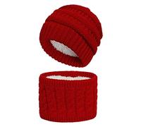 Ensemble Chapeau De Crâne Épais Coupe-Vent + Cache-Cou pour Garçons Et Filles Garde Chaud par Temps Froid Chapeaux d'hiver Tricotés en Polaire Épaisse 2 Pièces