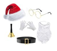 Ensemble chapeau de Père Noël, lunettes et barbe, accessoires photo de Noël, jeu de rôle, accessoires de fête de Noël, Fibre de polyester