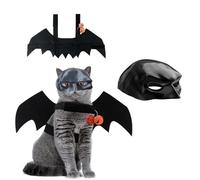 Ensemble chapeau et ailes de chauve-souris pour chat - Masque de chauve-souris amusant - Accessoires de costume d'Halloween pour chats (noir, M)
