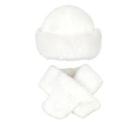 Ensemble chapeau et écharpe d'hiver pour femmes, 2 pièces, chapeau seau chaud et pelucheux écharpe en fourrure, cache-cou
