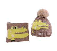 Ensemble Chapeau et éCharpe pour Enfants D'Hiver Deux Pièces Pour Filles Tricot Jacquard Chaud Bonnet avec éCharpe Thermique Filles pour Temps Froid Jeux D'accessoires Kaki