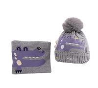 Ensemble Chapeau et éCharpe pour Enfants D'Hiver Deux Pièces Pour Filles Tricot Jacquard Chaud Bonnet avec éCharpe Thermique Filles pour Temps Froid Jeux D'accessoires Gris