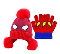 Ensemble chapeau et gants Enfants, bonnets et gants pour homm d'araignée, Personnage de héros animé, Bonnet d'hiver et gants de neige, Chapeau d'hiver taille unique, multicolore