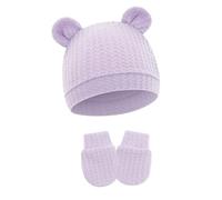 Ensemble Chapeau Et Mitaines Pour Bébé Joli Design Oreilles D'ours Tissu En Coton Élastique Unisexe Pour Nouveau-né Pour Un Usage Quotidien Confortable Chapeau Doux Pour Bébé