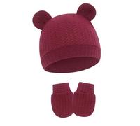 Ensemble Chapeau Et Mitaines Pour Bébé Joli Design Oreilles D'ours Tissu En Coton Élastique Unisexe Pour Nouveau-né Pour Un Usage Quotidien Confortable Chapeau Doux Pour Bébé