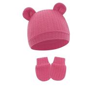 Ensemble Chapeau Et Mitaines Pour Bébé Joli Design Oreilles D'ours Tissu En Coton Élastique Unisexe Pour Nouveau-né Pour Un Usage Quotidien Confortable Chapeau Doux Pour Bébé