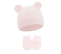 Ensemble Chapeau Et Mitaines Pour Bébé Joli Design Oreilles D'ours Tissu En Coton Élastique Unisexe Pour Nouveau-né Pour Un Usage Quotidien Confortable Chapeau Doux Pour Bébé
