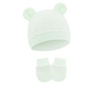 Ensemble Chapeau Et Mitaines Pour Bébé Joli Design Oreilles D'ours Tissu En Coton Élastique Unisexe Pour Nouveau-né Pour Un Usage Quotidien Confortable Chapeau Doux Pour Bébé
