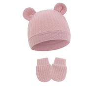 Ensemble Chapeau Et Mitaines Pour Bébé Joli Design Oreilles D'ours Tissu En Coton Élastique Unisexe Pour Nouveau-né Pour Un Usage Quotidien Confortable Chapeau Doux Pour Bébé
