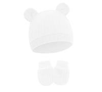Ensemble Chapeau Et Mitaines Pour Bébé Joli Design Oreilles D'ours Tissu En Coton Élastique Unisexe Pour Nouveau-né Pour Un Usage Quotidien Confortable Chapeau Doux Pour Bébé