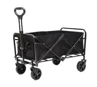Ensemble chariot de camping portable - Chariot de pique-nique tiré à la main, petite remorque d'extérieur pour une installation facile, chariot pliable noir pour la plage, le barbecue et le hayon